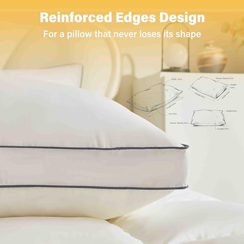 Goose Down Fiber Pillows, Gusseted Pillows Standard Size Set of 2 - Image 6