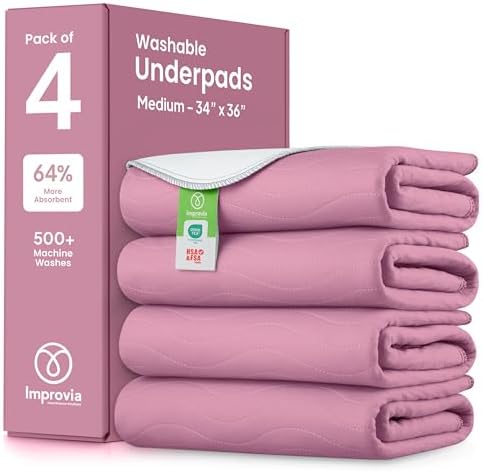 IMPROVIA® Washable Underpads, Heavy Absorbency Reusable Incontinence Pads by IMPROVIA