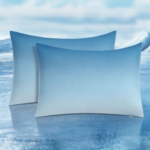 LUXEAR 2 Pack Cooling Pillow Cases, Gradient Blue by Luxear