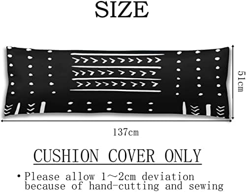 Boho Body Pillow Cover Mud Cloth in Black and White - Image 3