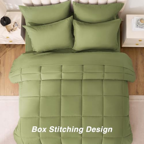 Love's cabin Plaid Queen Comforter Set, Olive Green - Image 6