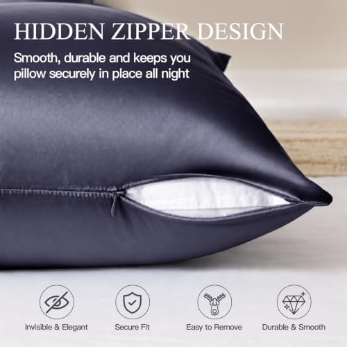 Mulberry Silk Pillow Cases for Hair and Skin, Dark Grey - Image 6