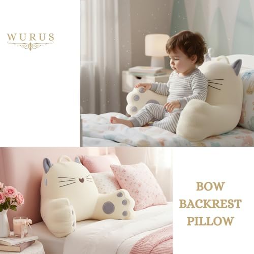 Pink Cat Backrest Reading Pillow – Cute Kawaii Bed Rest Pillow - Image 5