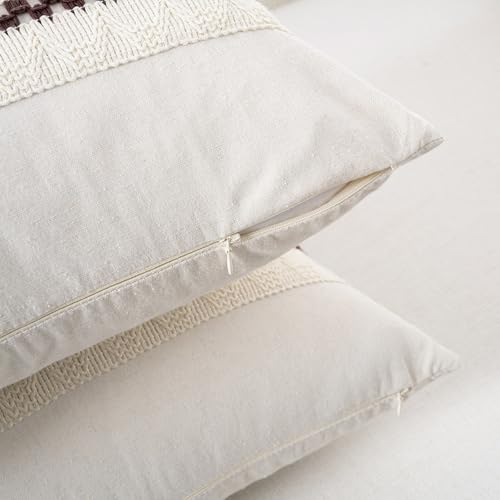 Fancy Homi Set of 2 Boho Brown Decorative Throw Pillow Cover 20x20 Inch - Image 3