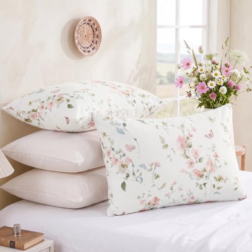 Bedorm 100% Cotton Pillowcases Set of 2 King Size Floral Pillow Cover Aesthetic - Image 2
