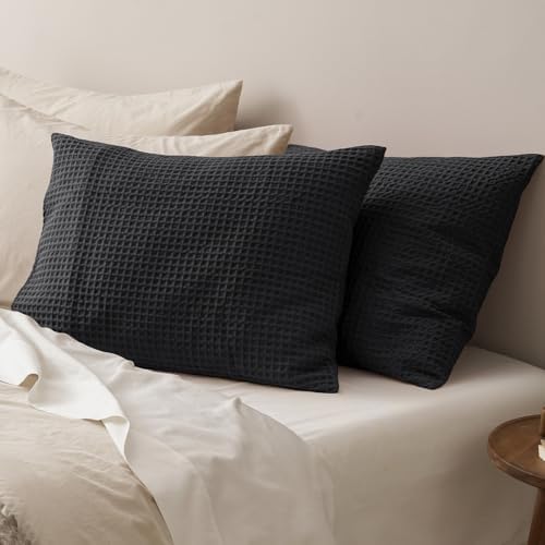 PHF Ultra Soft Waffle Pillow Shams Standard Size 20"x26", No Insert by PHF