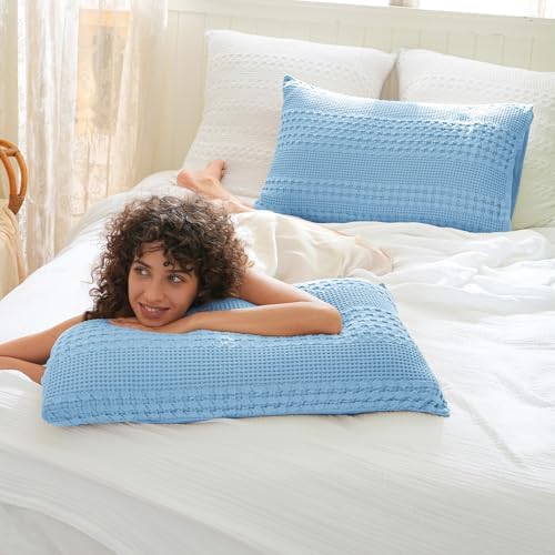 PHF Waffle Weave Pillow Shams King Size, 8 Pack 100% Cotton Pillowcases 20" x - Image 2