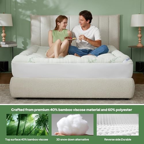 BEDLORE Full Size Mattress Topper Viscose Bamboo, Pillow Top Mattress Pad - Image 3