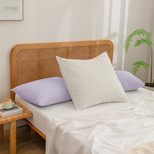BESTOUCH Washed Cotton Pillowcases Linen Feel Taro Purple King - Image 2