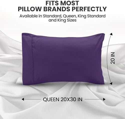 Pillow Cases Queen Set of 2, Ultra Soft Comfy Pillow Covers, Egg Plant - Image 2