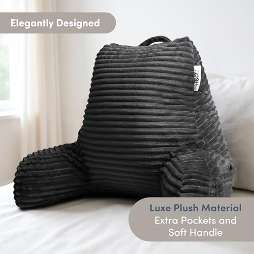 Nestl Reading Pillow with Shredded Memory Foam, Luxe Cut Plush Back Pillow - Image 3