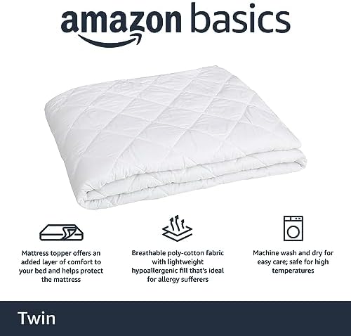 Amazon Basics Hypoallergenic Quilted Mattress Topper Pad, 18 Inches Deep - Image 2