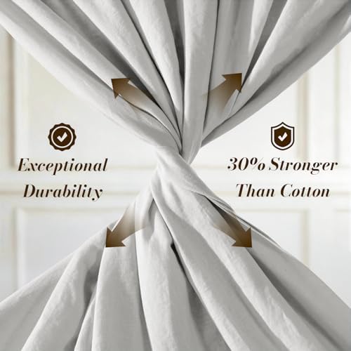 SONORO KATE 100% French Linen Cal King Size Sheets Set, Natural Flax Bedding - Image 4
