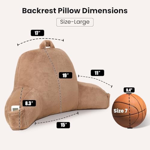 Large Plush Backrest Pillow for Sitting in Bed, Faux Fur - Image 3