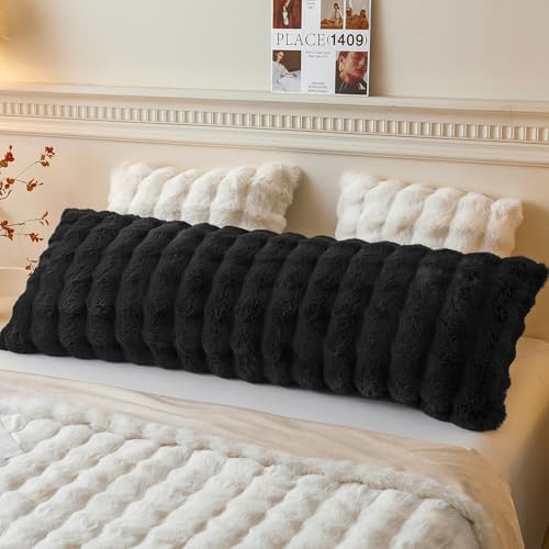 LIFEREVO Fluffy Faux Rabbit Fur Body Pillow Cover 20"x54" by LIFEREVO