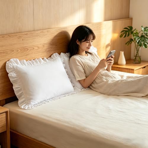 Ruffle Pillow Case Queen Size Set of 2 - Image 3