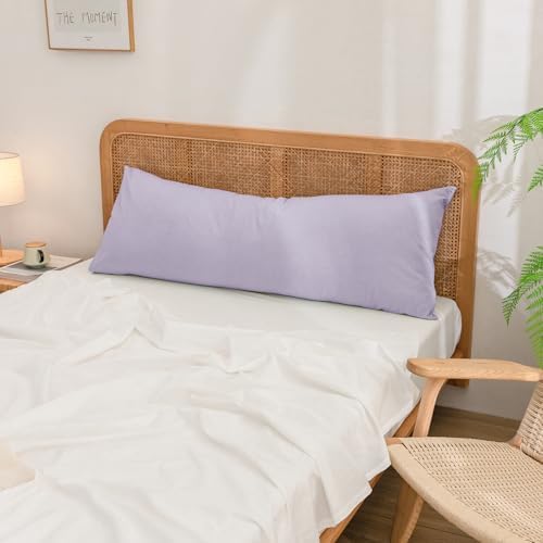 BESTOUCH Washed Cotton Pillowcases Linen Feel Taro Purple Body - Image 3