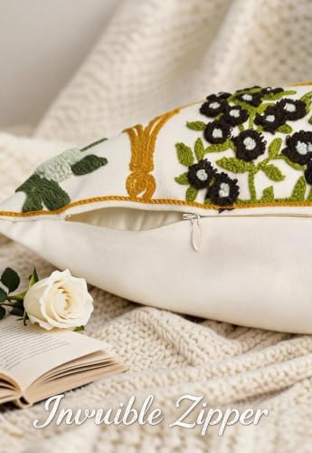Alysheer Floral Decorative Embroidered Throw Pillow Cover 18"x18" - Image 4