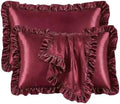 2 Pack Ruffle Satin Pillowcases King Size 20"x36" Burgundy by QJFabricCO
