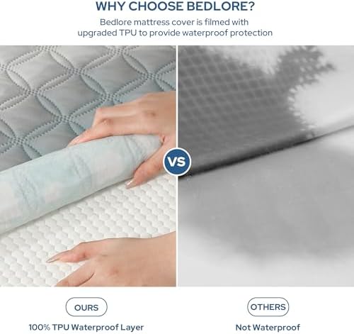BEDLORE Waterproof Twin XL Mattress Protector, Deep Pocket, College Dorm - Image 2