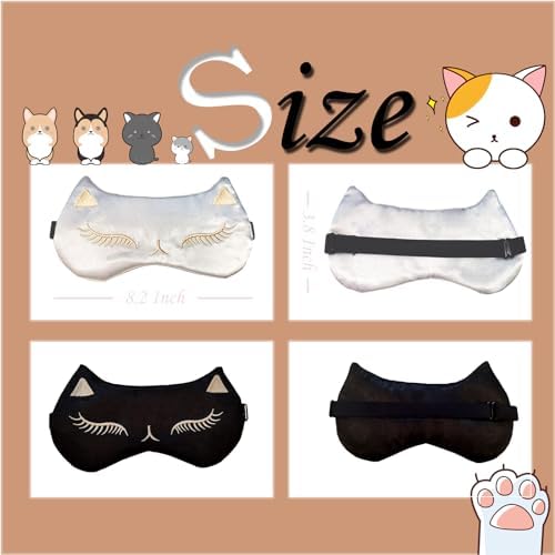 Cute Cat Sleep Mask for Kids, 4 Pack Silk Sleeping Eye Cover Adjustable Mask - Image 2