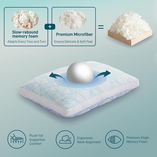 Cotelovo Shredded Memory Foam Cooling Soft Bamboo Viscose Pillows Adjustable - Image 6