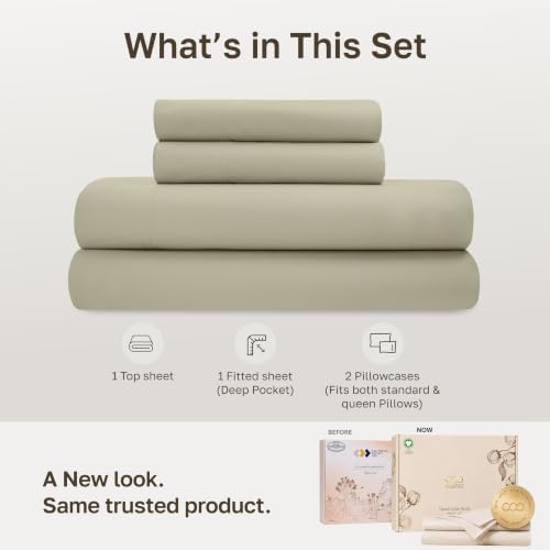 California Design Den 100% Organic Cotton Full Bed Sheets Set, Soft Taupe - Image 3