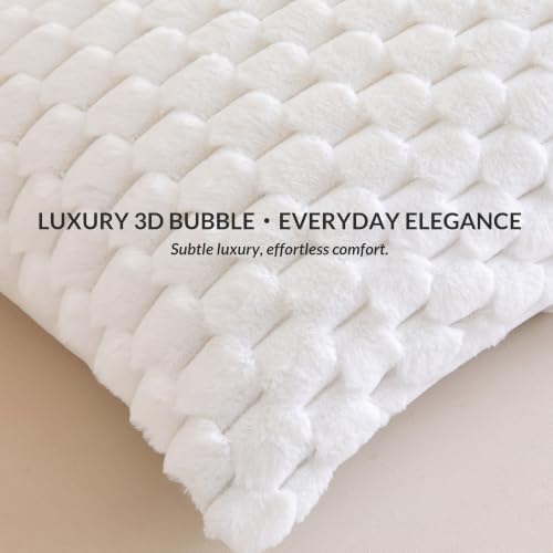 XeGe Bubble Fluffy Faux Rabbit Fur Decorative Body Pillow Cover 20x54 White - Image 2