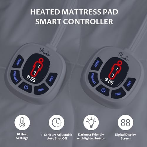 Multi-Zone Heated Mattress Pad King, Quilted Surface, Preheat & Memory - Image 4