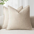 Foindtower Linen Solid Decorative Throw Pillow Covers 26x26 Natural Beige by Foindtower