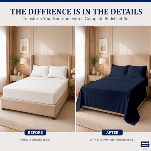 Cottingon 4 PC Cal King Sheets Fits 16" Deep, Egyptian Cotton - Image 4