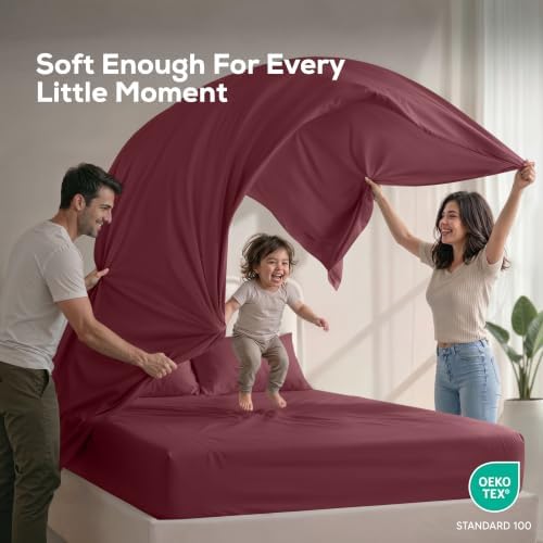 Full Sheets Set, 4 Pieces 16" Deep Pocket Hotel Luxury Bed Sheets - Image 5