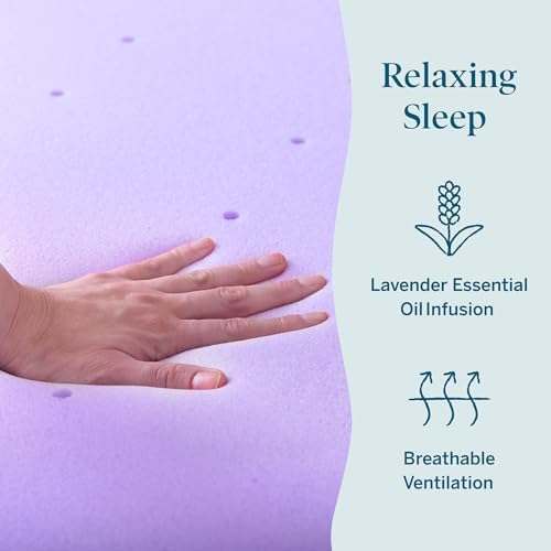 Lucid® 2" Lavender Memory Foam Mattress Topper – CertiPUR-US® - Image 2