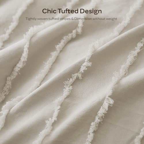 JELLYMONI Oatmeal Striped Tufted Pillowcases King Size - Image 3