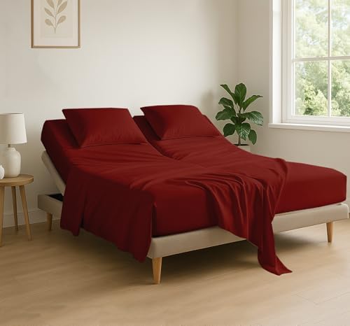 4 Piece Flex Head King Sheet Set 34" Top, 100% Egyptian Cotton by COTTINGON