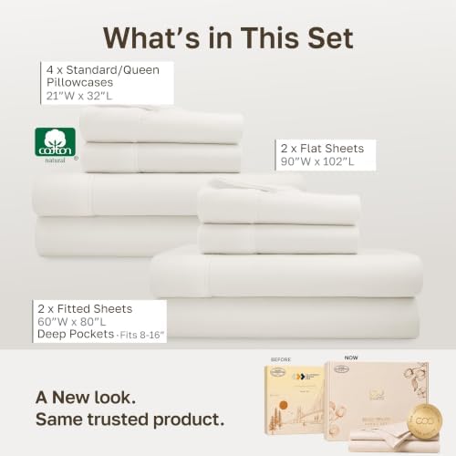 California Design Den 2-Pack 100% Cotton Sateen Queen Size Sheet Set - Image 3