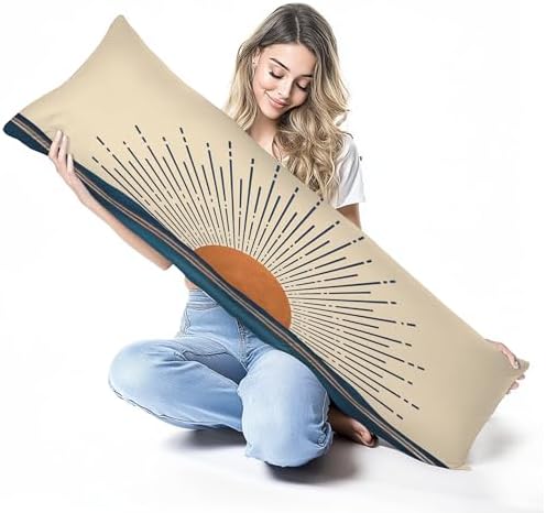Retro Boho Sun Sunshine 21x54 Body Pillow Cover Case, Abstract Mid Century - Image 6