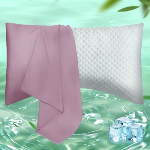 Curved Pillow Case Queen Size, Side Sleeper Pillow Cases Cover Cooling Rayon by JamRest