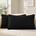 decorUhome Sherpa Decorative Throw Pillow Covers 12x20 Set of 2 Black by decorUhome