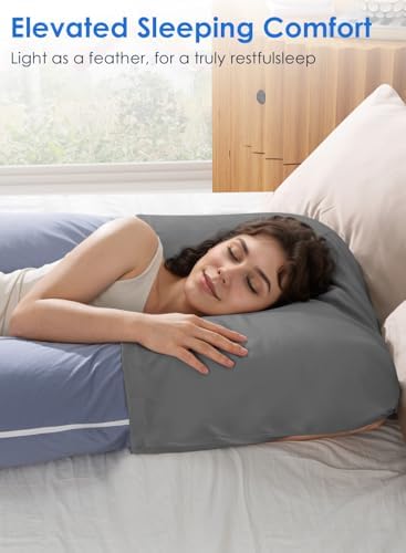 QUEEN ROSE Pregnancy Pillow Cover, Satin Cooling Pillowcase, Dark Grey - Image 5