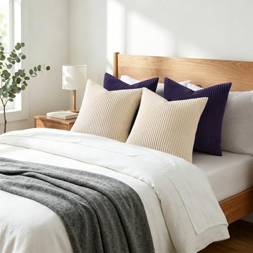 Mecatny Corduroy Decorative Throw Pillow Covers 12x20 Set of 2 Dusty Purple - Image 7