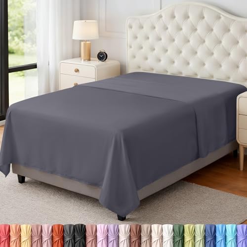 Twin Size Flat Sheet Only, Ultra Soft & Breathable Hotel Sheets by UTOPIABEDDING