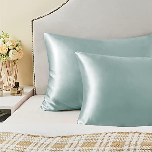 BEDELITE Satin Pillowcases, Small King 20x36 Inch, Haze Blue - Image 7