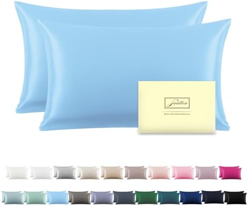Silk Pillow Cases 2 Pack Soft Breathable and Sliky King Size Pillow Cases Set by Suatien