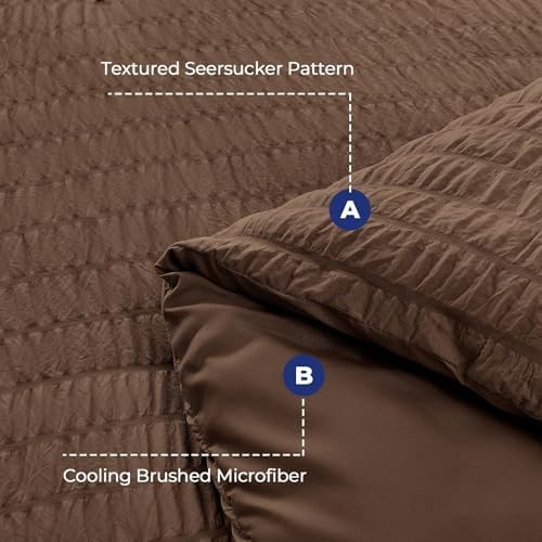 HYMOKEGE Dark Brown King Size Comforter Set Seersucker 7 Pieces, All Season - Image 5