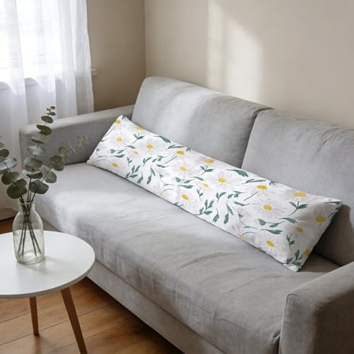 Floral Daisy Leaves Body Pillow Cover Boho Pillowcase - Image 4