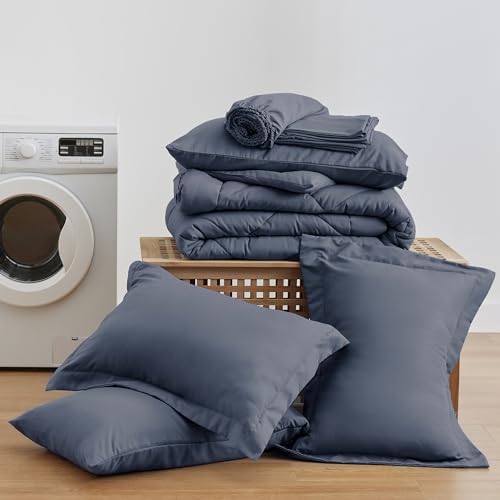 Love's cabin Oversized Queen Comforter Set Navy Blue, 7 Pieces Bed in a Bag - Image 6