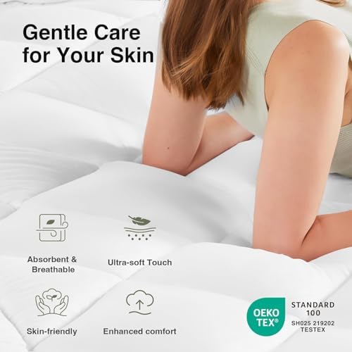 Novilla King Mattress Topper, Extra Thick Pillow Top Down Alternative Pad - Image 2