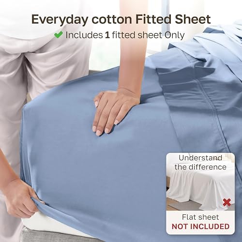 Soft Natural 100% Cotton Sateen King Fitted Sheets - Image 2