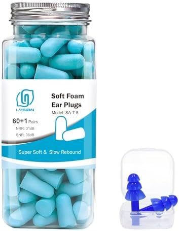 LYSIAN Soft Foam Ear Plugs for Sleeping, 60 Pairs, 38dB SNR, Lake Blue by LYSIAN